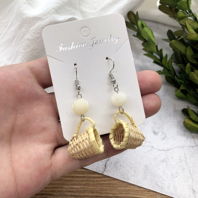 Wholesale Vintage Rattan Weaving Handmade Bohemian Earrings