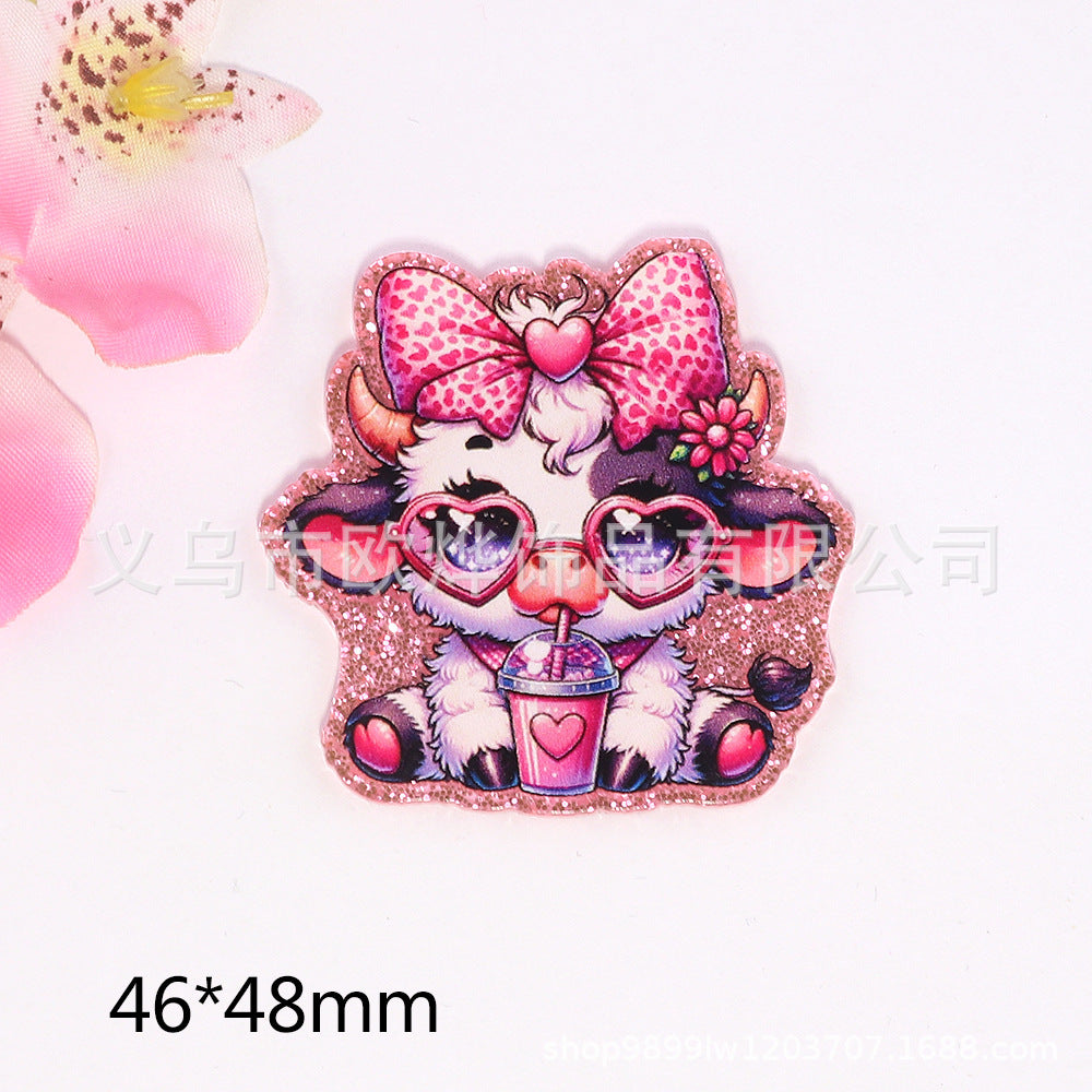 Wholesale  10pcs  New loose powder cartoon cute calf pony bag accessories acrylic cute DIY patch accessories