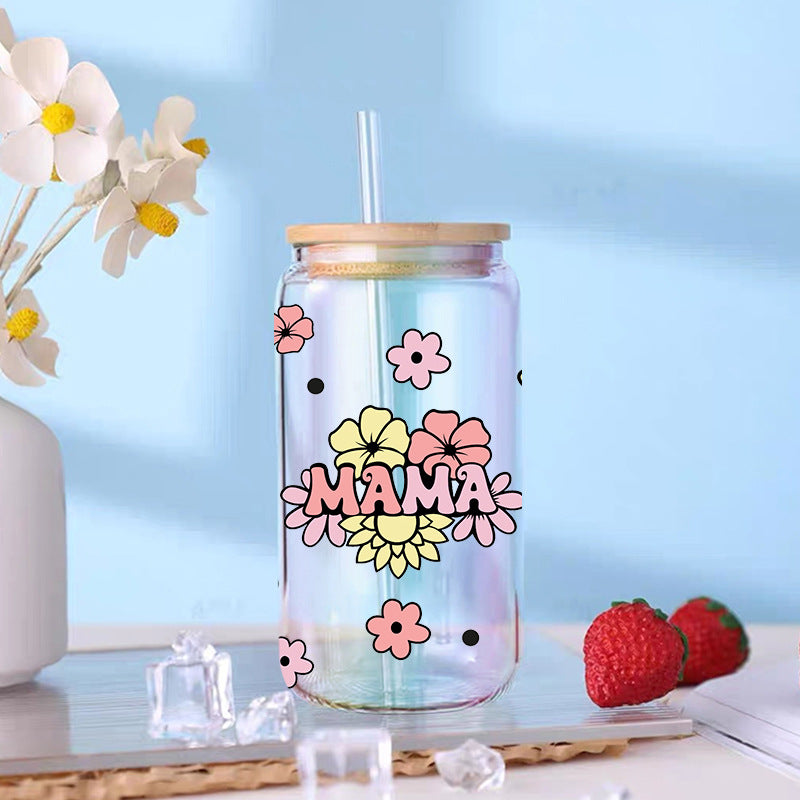 Wholesale Mother's Day Colored Alphabet   16oz Cup UV DTF Wraps