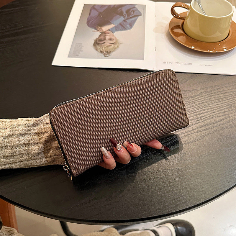 Wholesale Long Simple Zipper Canvas Wallet