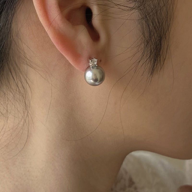 Wholesale Artificial Crystal Small Pearl Inlaid Diamond Earrings