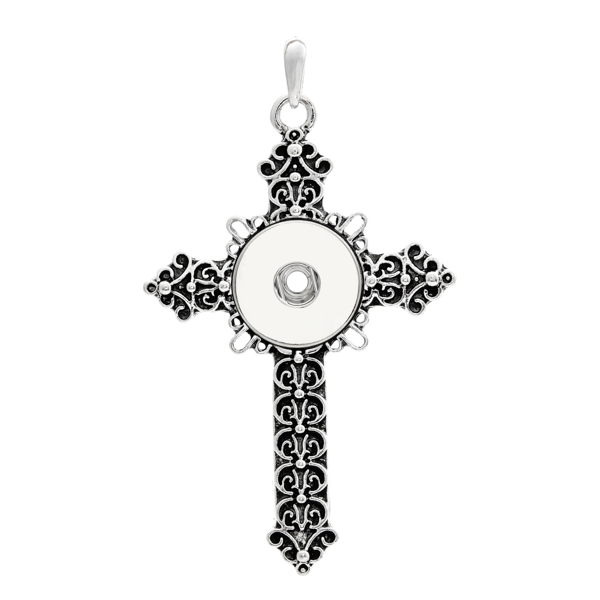 卸売 DIY スナップ ネックレス合金クロス ペンダント