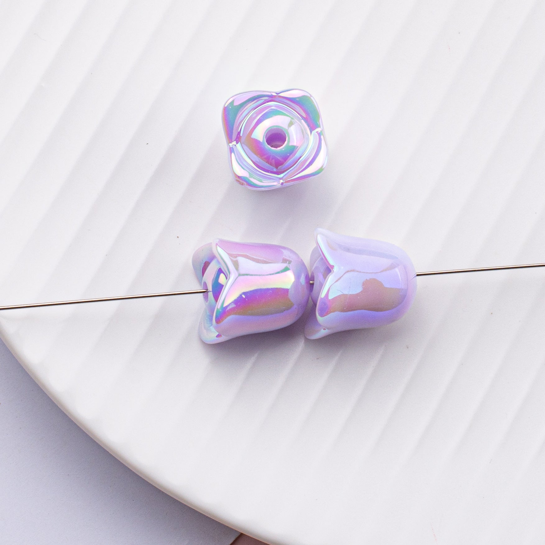 Wholesale 10pcs Acrylic Colorful Shells Mapei Orchid of the Valley Luminous Straight Hole Beads