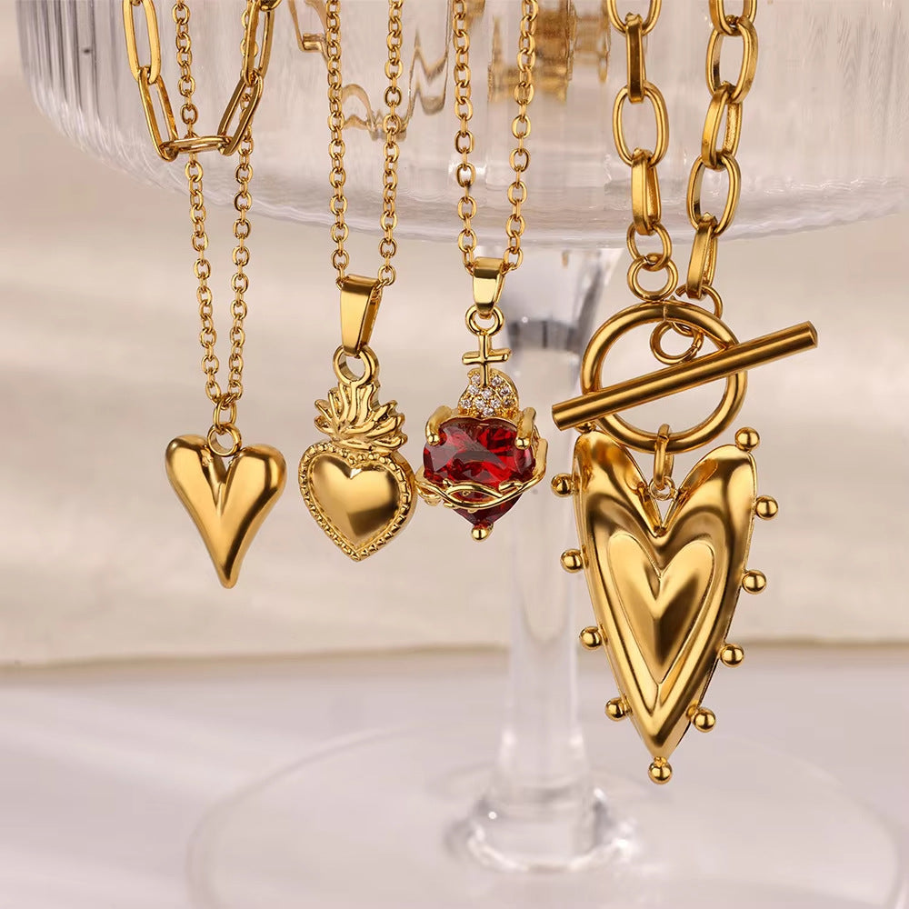 Wholesale Gold Heart Pendant Stainless Steel Luxury Necklaces