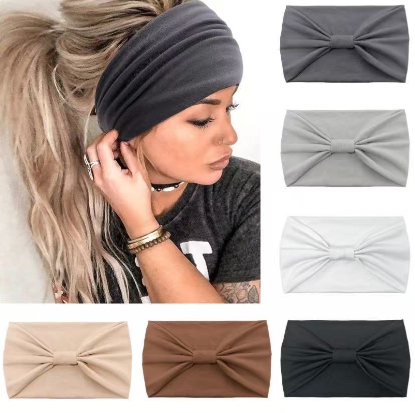 Wholesale Solid color elastic wide brim yoga sweat-absorbent headband