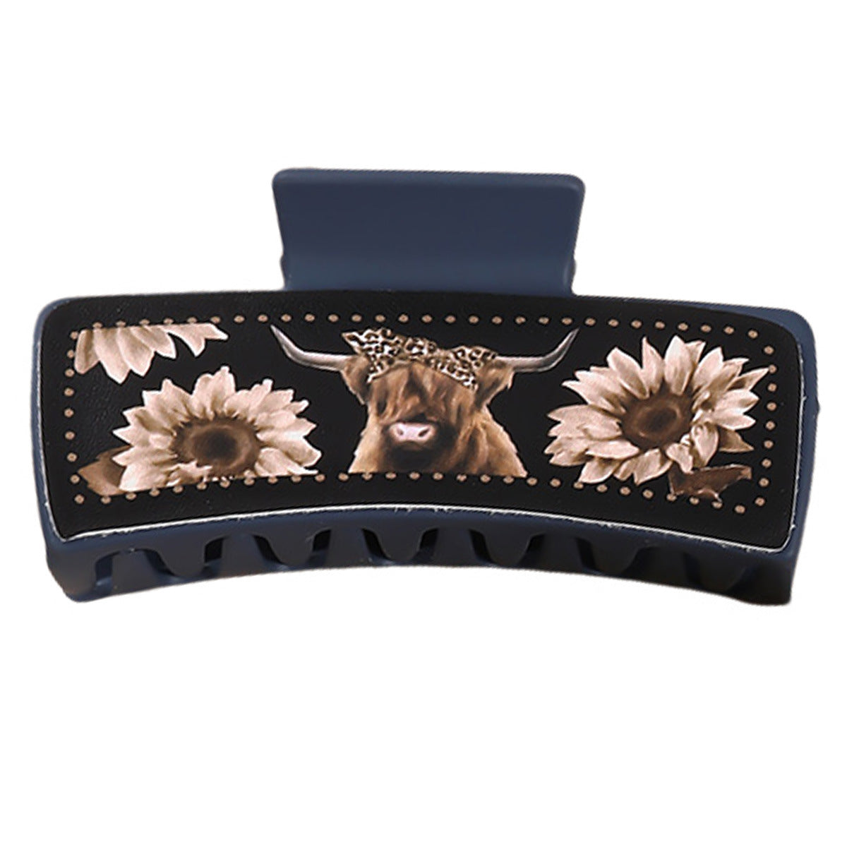 Wholesale yak chrysanthemum black leather large square clip shark clip