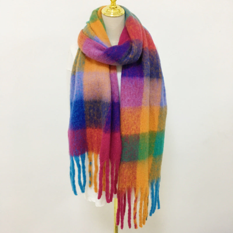 Wholesale Winter Polyester British Ac Rainbow Plaid Scarf