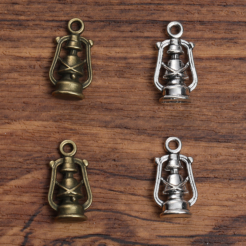 Wholesale Vintage Alloy Kerosene Lamp Pendant DIY Jewelry Accessory Antique Bronze Finish For Necklace Bag Charm Gift