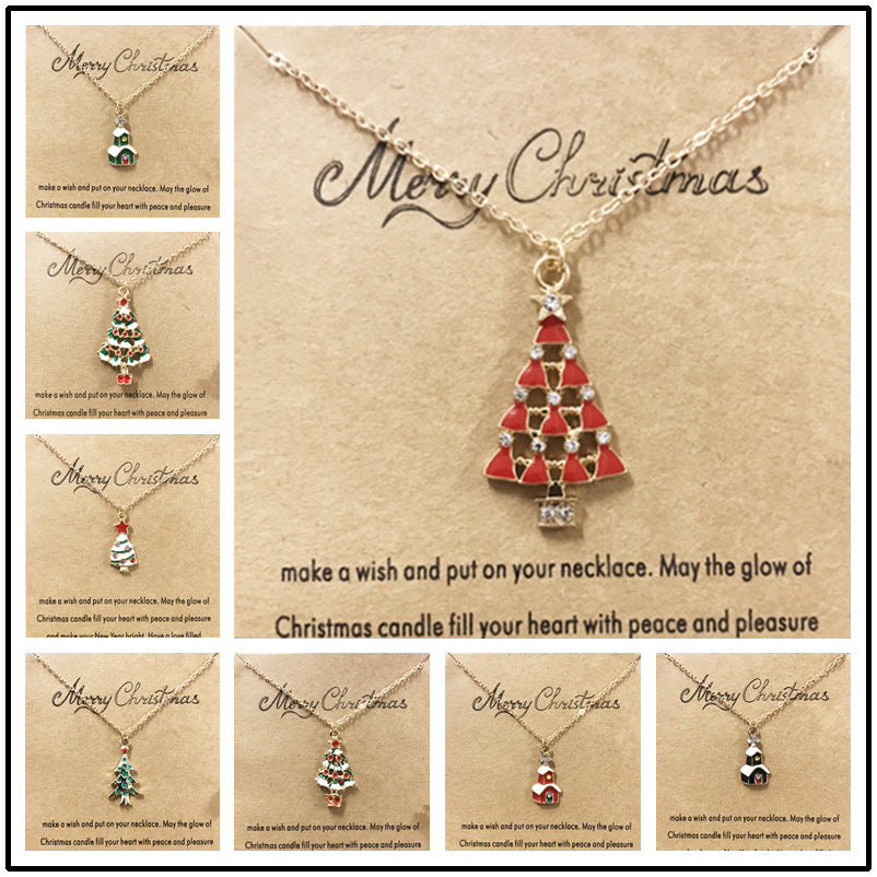 Wholesale Christmas Tree Pendant Card Necklace Clavicle Chain