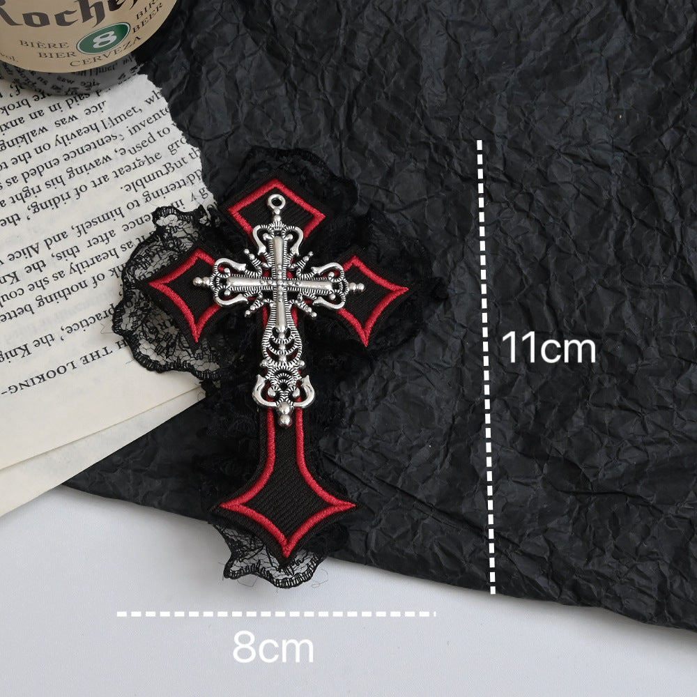 Wholesale Dark Punk Cross Hairpin Gothic Style Lace Edge Hair Clip