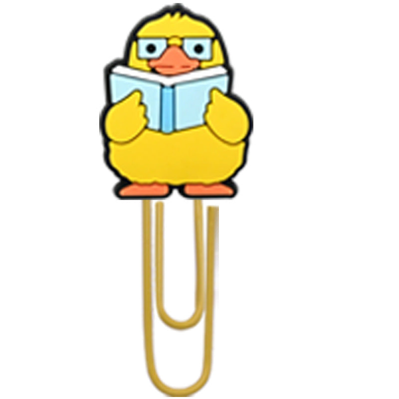 Wholesale Random 50pcs Little Yellow Duck Metal Soft Rubber Paperclip Bookmarks