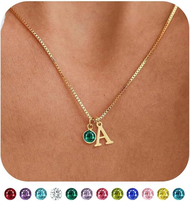 Wholesale New Women's Initial Birthstone Necklace 14K Gold-plated Letter Simple All-match Clavicle Chain