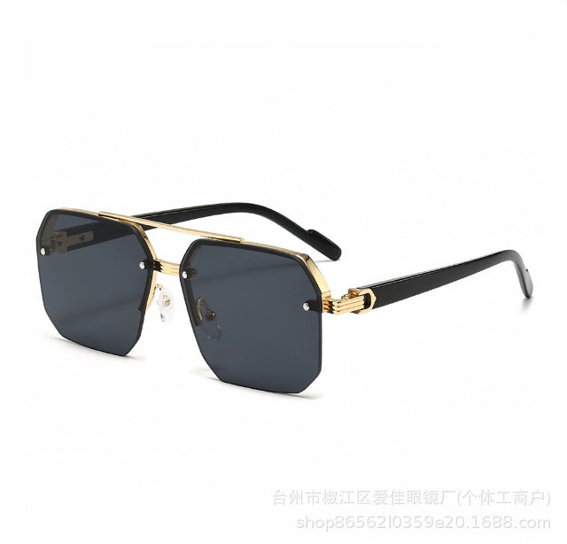 Wholesale sunglasses new boys driving big face thin driving UV protection advanced half-frame aviator sunglasses