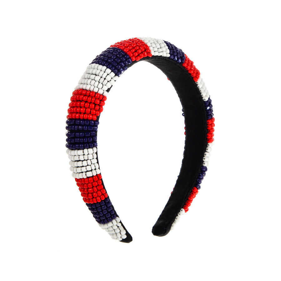 Wholesale American Independence Day Red White and Blue Rice Beads Headbands