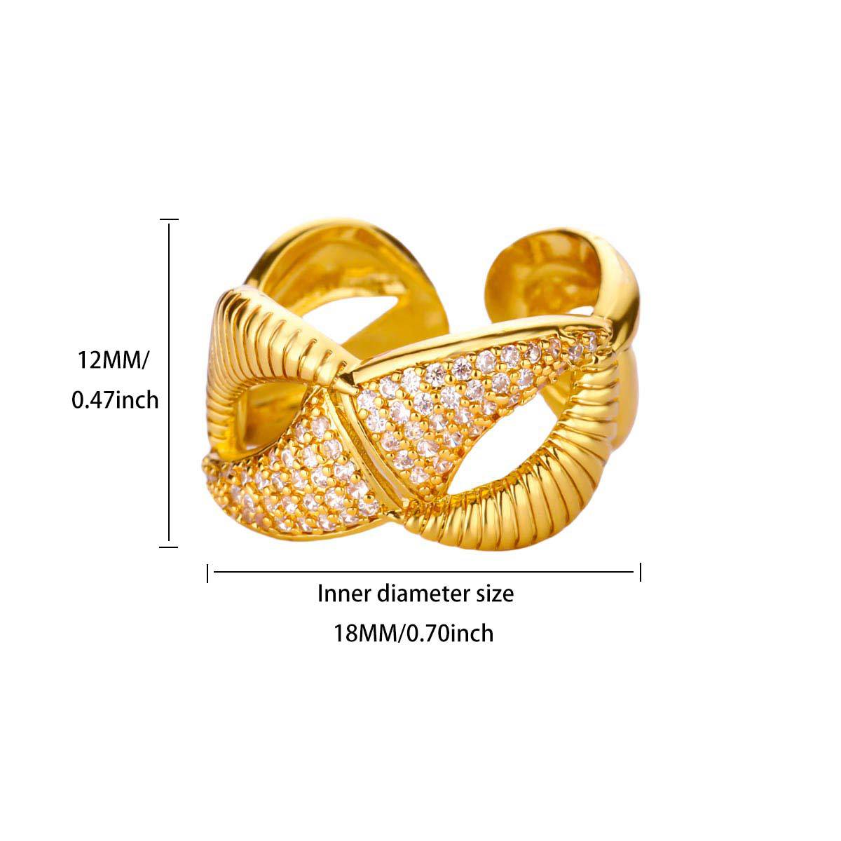 Wholesale Copper inlaid zircon full diamond open ring