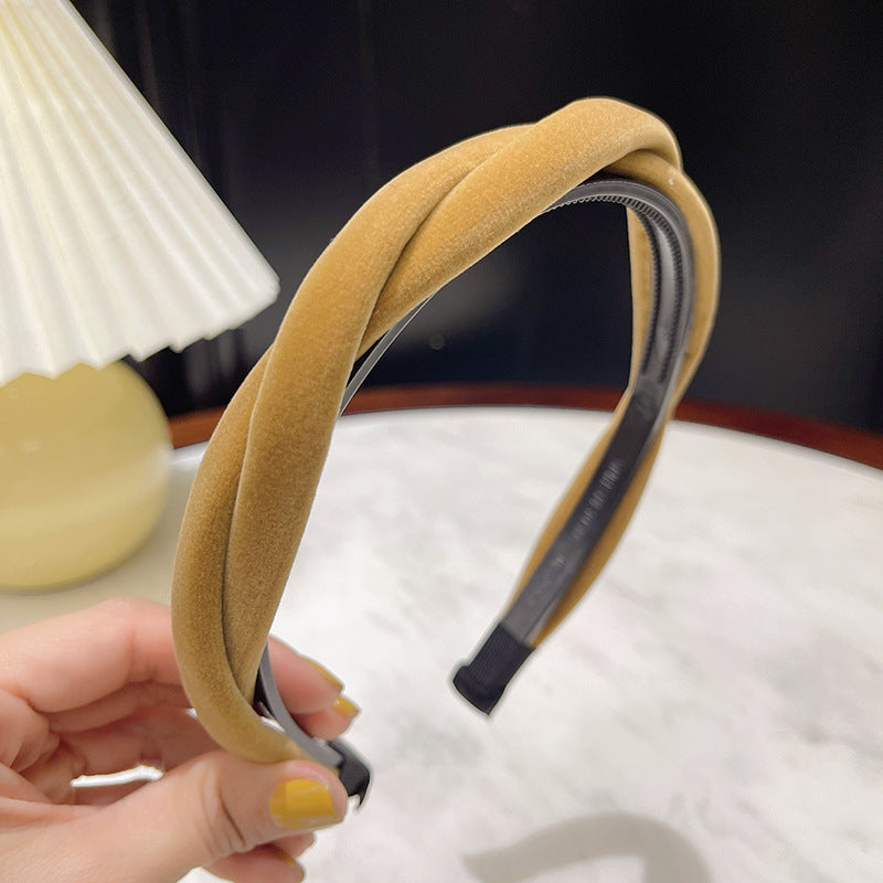 Wholesale Flocking Cloth Fried Dough Twists Braid Sponge Anti-skid Hair Hoop with Teeth