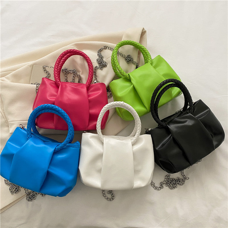 Wholesale PU Candy Color Pleated Cloud Bag