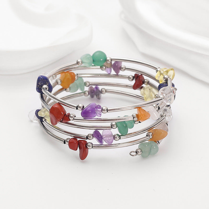 Wholesale Turquoise mixed multi-layered stone bracelet Layered Bracelet Set