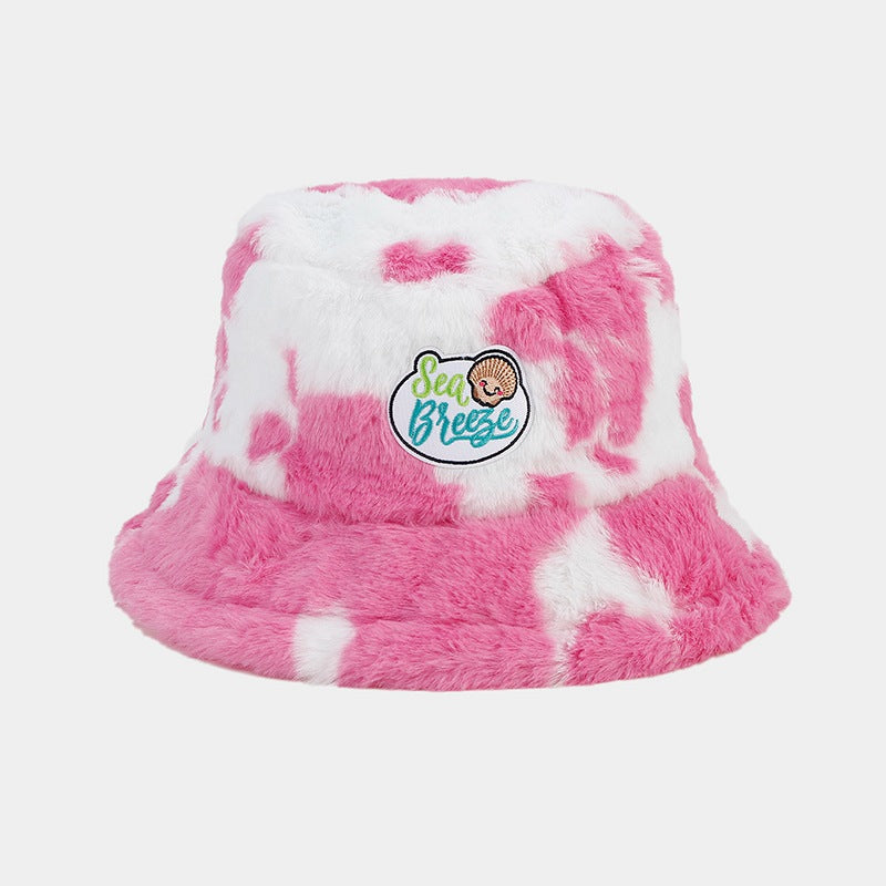 Wholesale Cow Pattern Patch Fisherman Hat Plush Hat