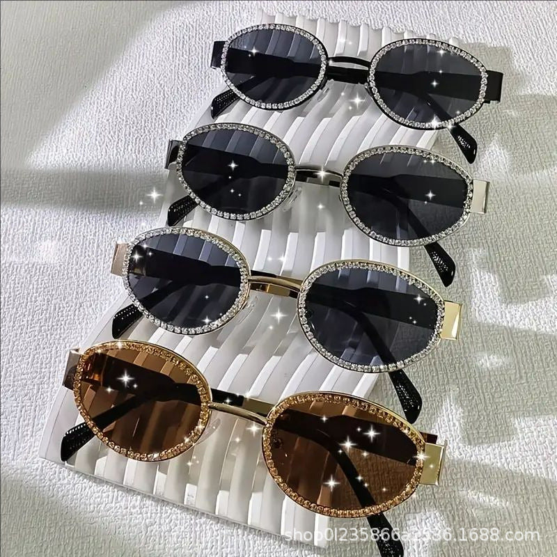 Wholesale Oval metal and diamond vintage sunglasses