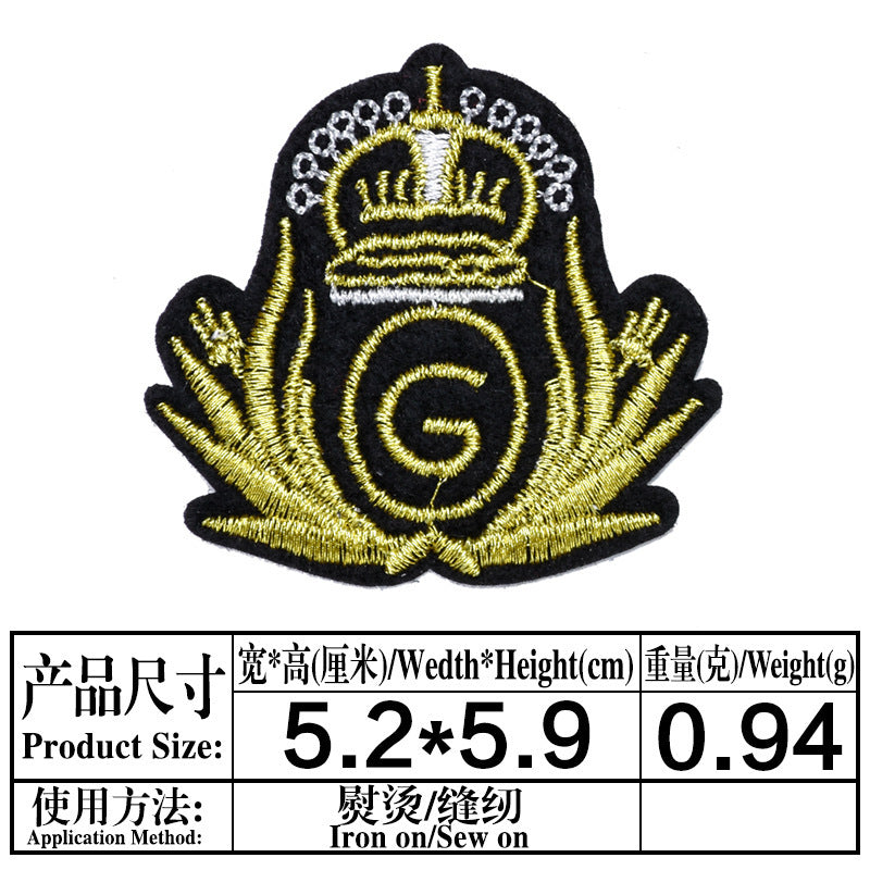 Wholesale Trendy European Embroidered Patch Set 9 Gold Thread Cloth Badges For Casual Outfit Decor