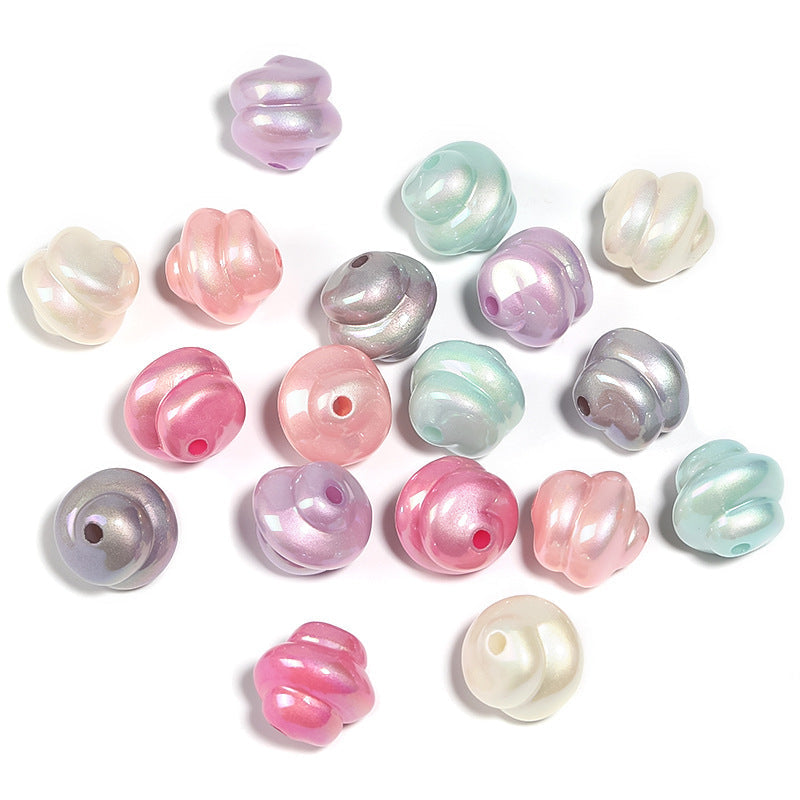 Wholesale 100pcs Acrylic Creative Cream Twist Beads Colorful Ice Cream Luminous Cone Beads DIY