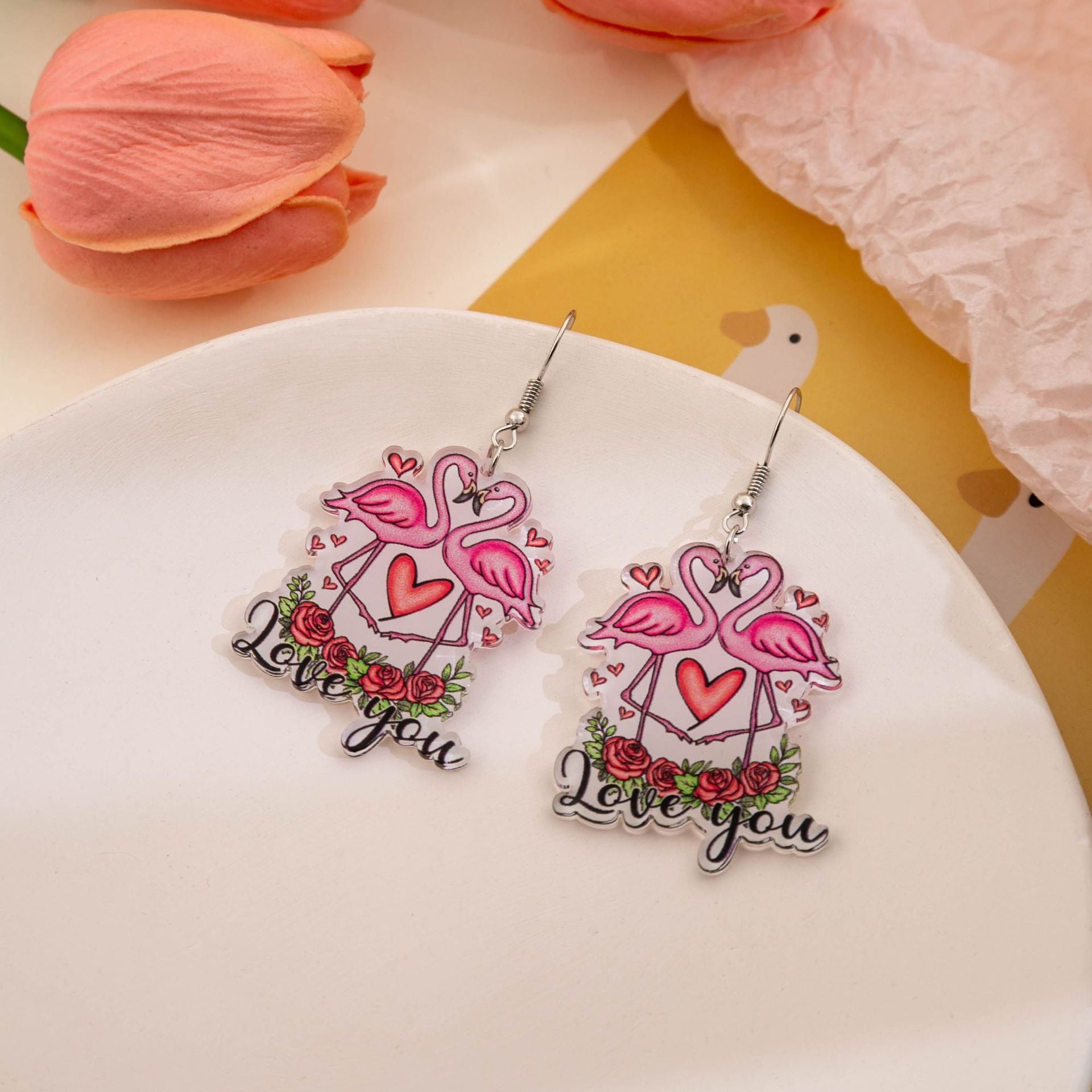 Wholesale Valentine's Day Love Gnome Flamingo LOVE Acrylic Earrings