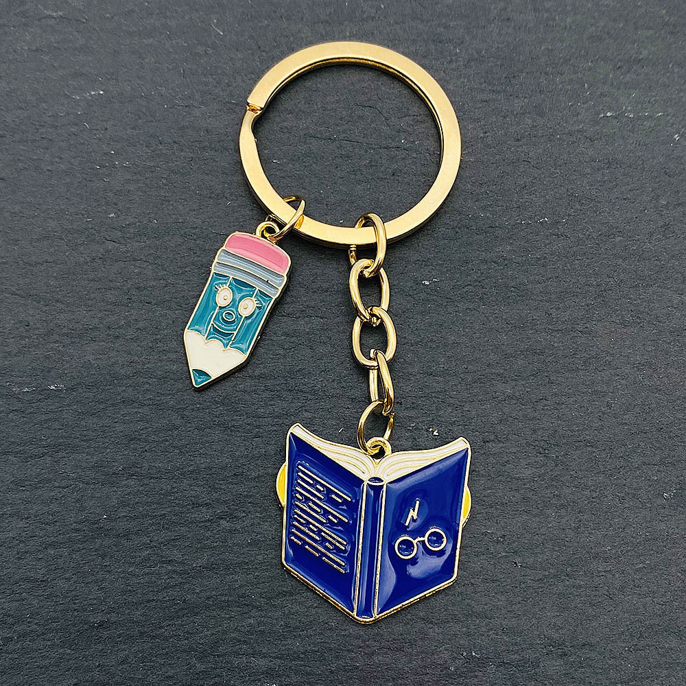 Wholesale Bachelor Dress Doctor Hat Pencil Pendant Metal Keychains