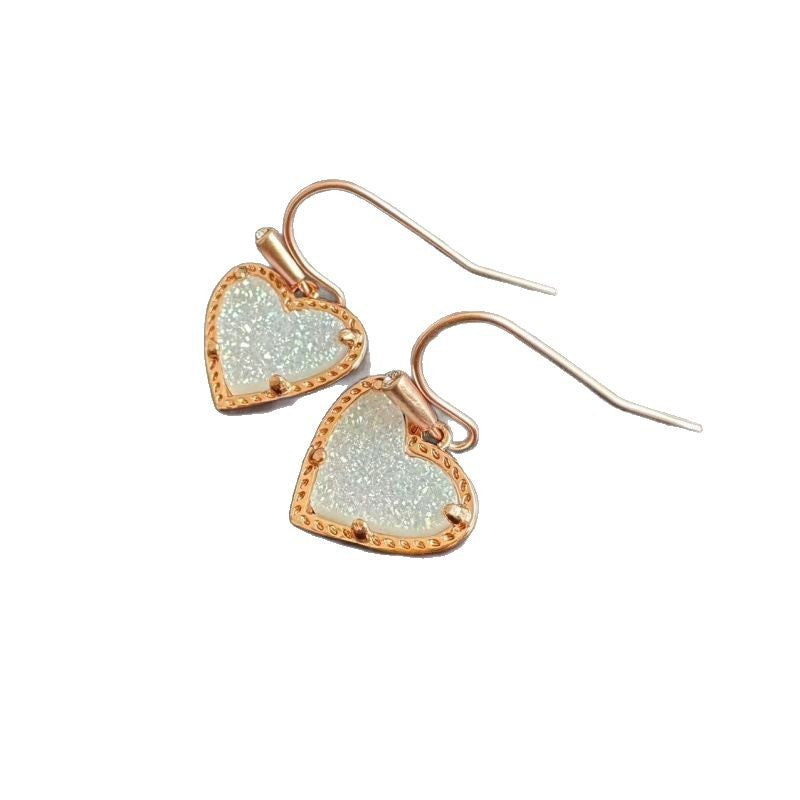 Wholesale Wholesale Fashion Geometric Love Shape White Crystal Tooth Pendant Earrings