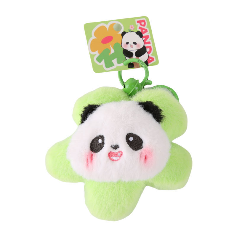 Wholesale Flower Plush Panda Head Keychain