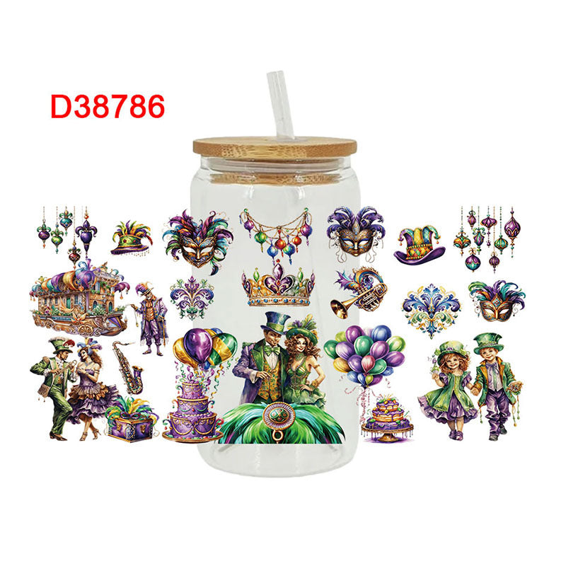 Wholesale UV transfer sticker for glass cups crystal label crystal sticker 16OZ UV DTF WRAPS