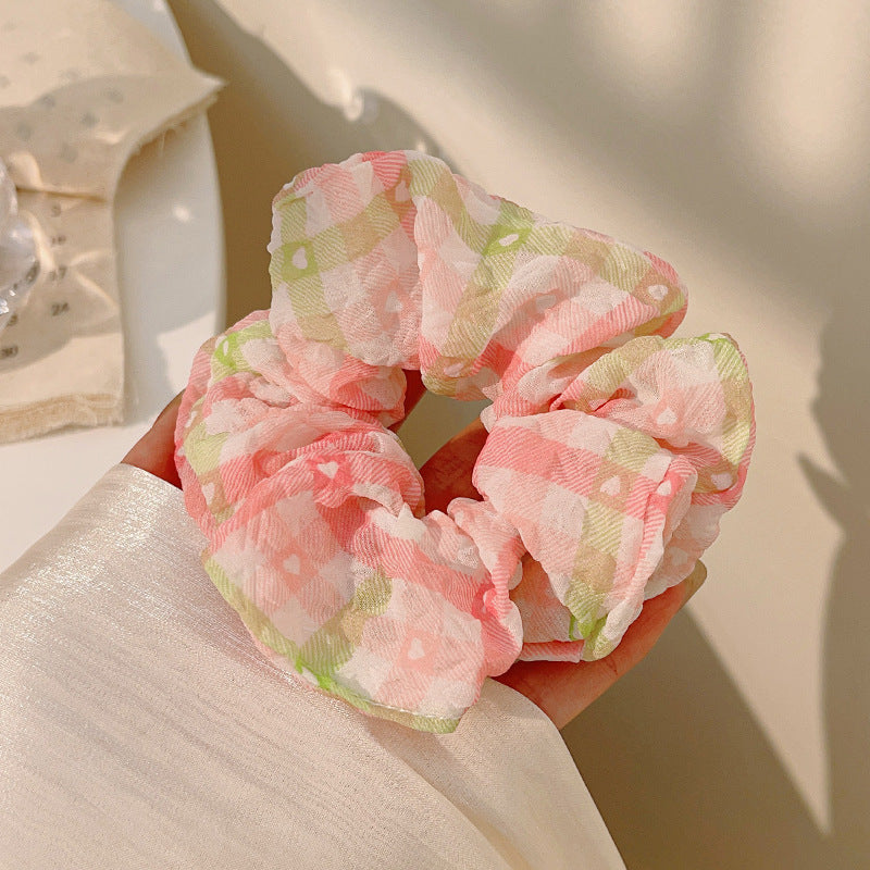 Wholesale Fabric Plaid Large Intestine Hair Tie