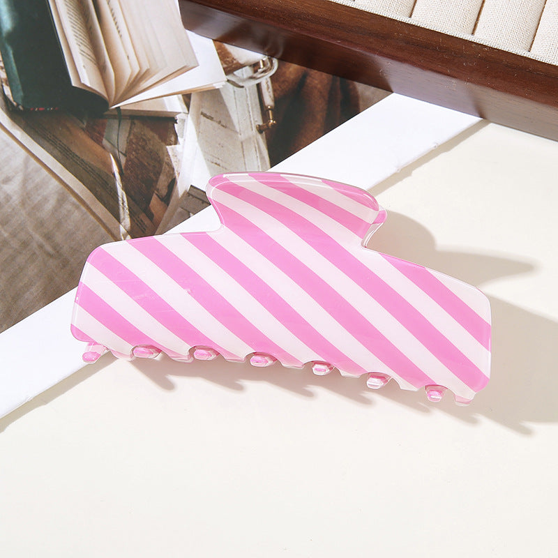 Wholesale Trendy Mermaid Blue Striped French Semicircle Hair Claw Clip For Women PVC Hair Accessory For Everyday Styling And Boutique Resale