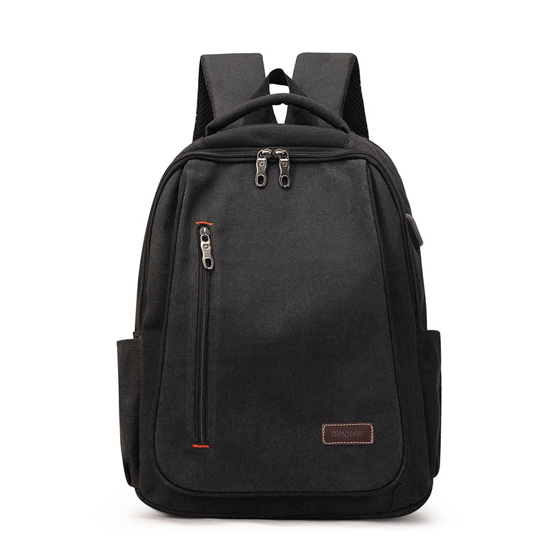 Wholesale Simple Casual Backpack Large Capacity Canvas Bookbag Student Computer Bag