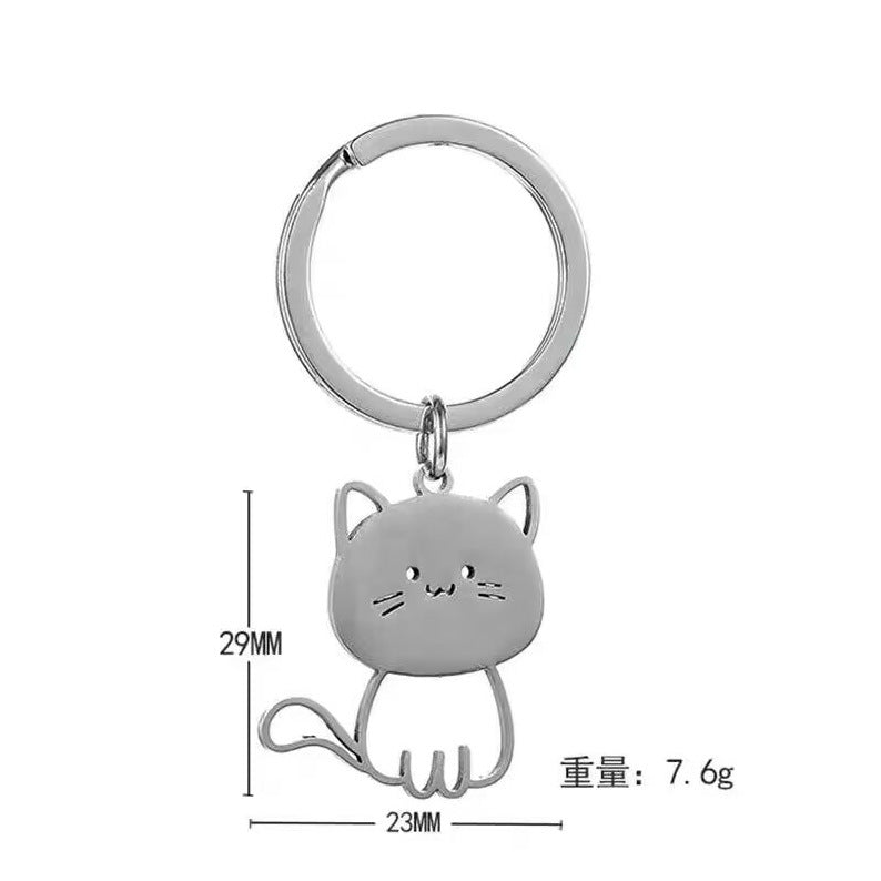Wholesale Creative Stainless Steel Cartoon Simple Fashion Cute Cat Couple Keychains
