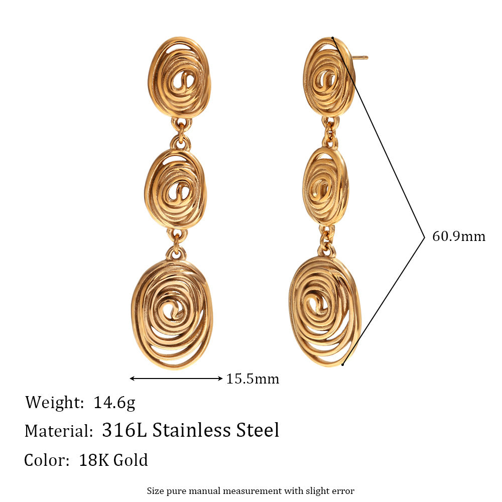 Wholesale Gold micro-inlaid geometric hollow crescent Stainless Steel Earrings