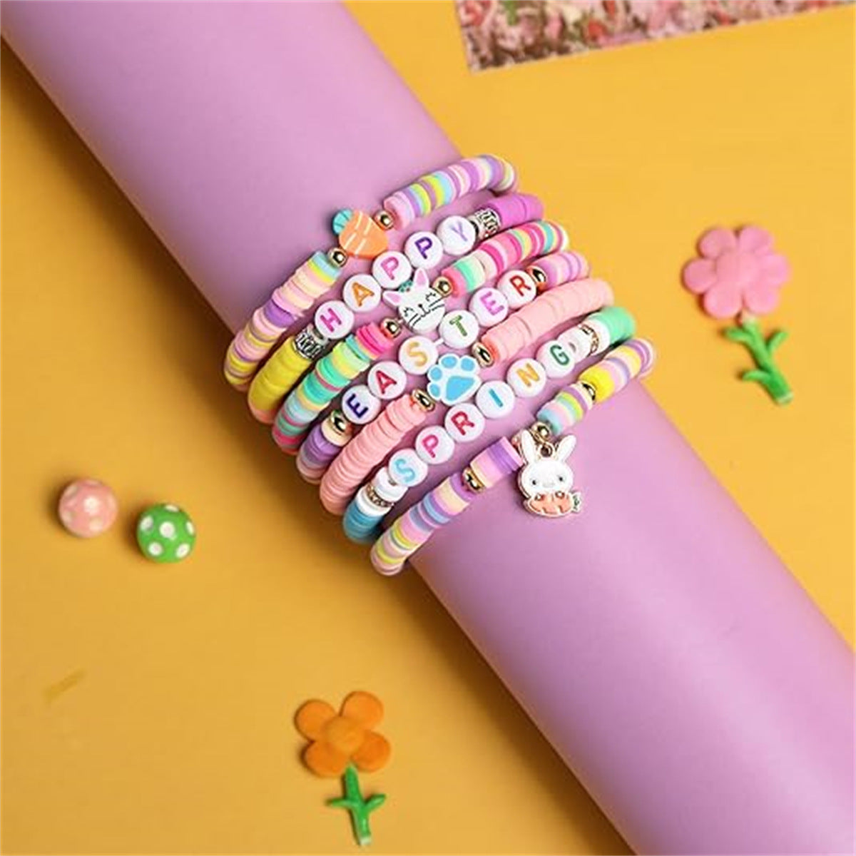Wholesale  Easter Colored Soft  Clay Bracelet