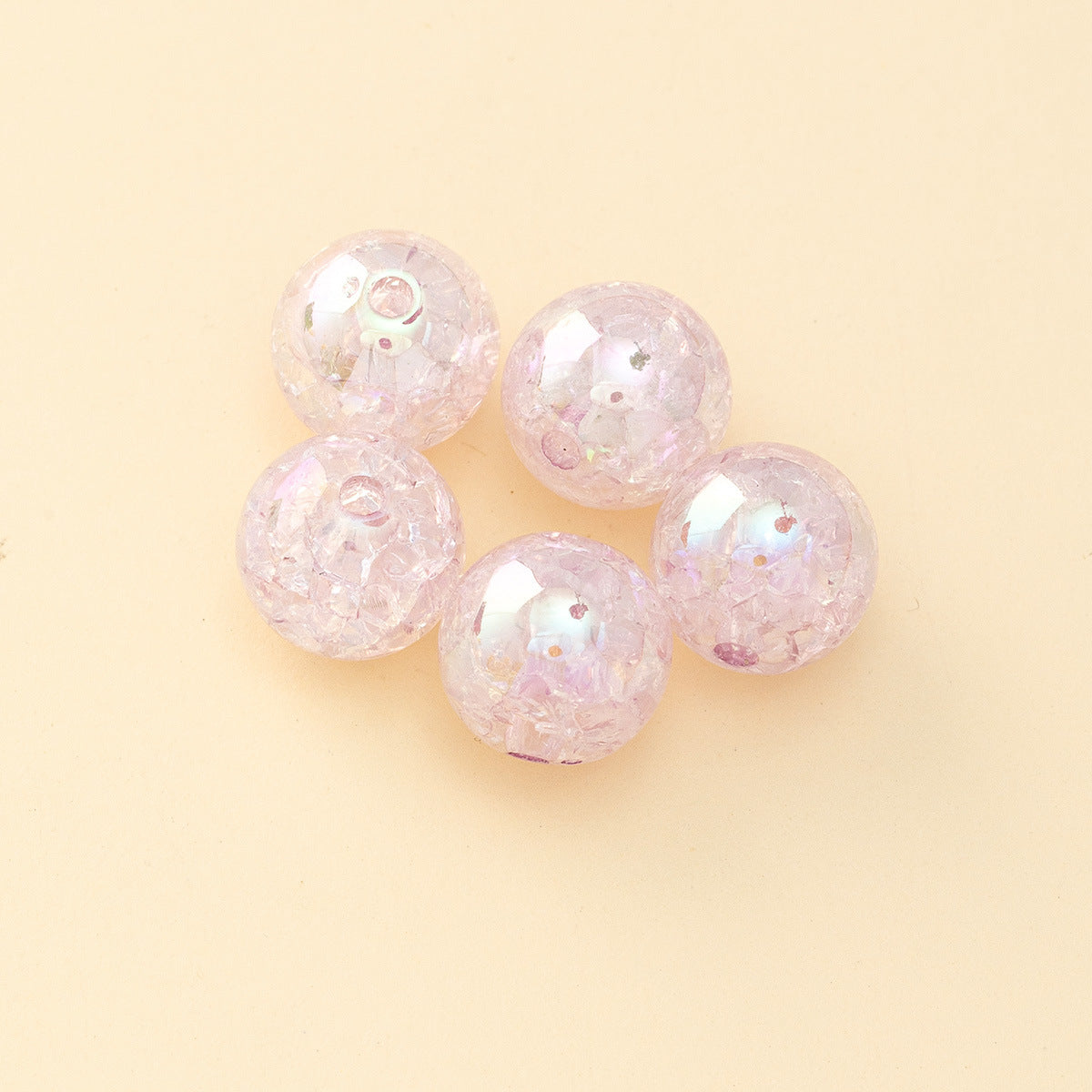 Wholesale 200pcs Burst Clear Straight Hole Multicolored Aurora Round Beads