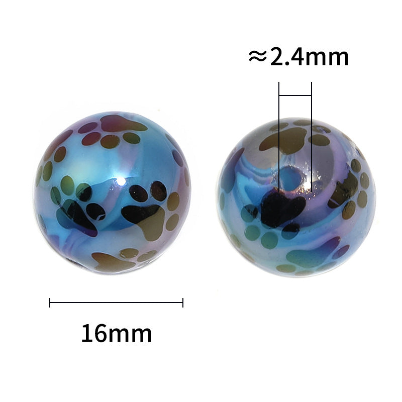 Wholesale  Random 100pcs/pack  Acrylic black cat paw print bead   Acrylic Beads