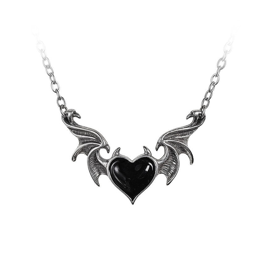 Wholesale Drop Oil Peach Heart Devil Wings Pendant Alloy Necklaces