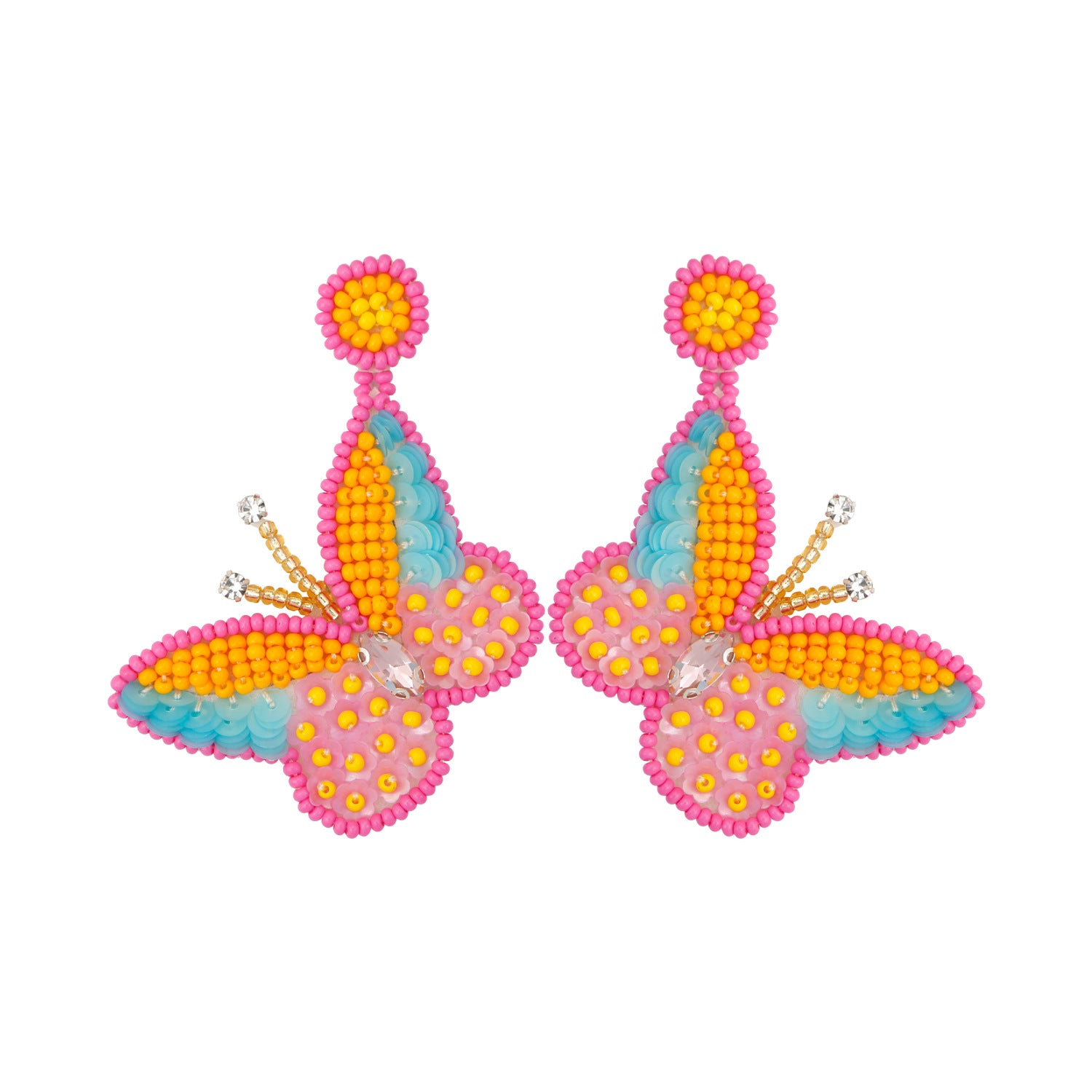 Wholesale Rice Beads Sequins Exaggerated Animal Butterfly Earrings
