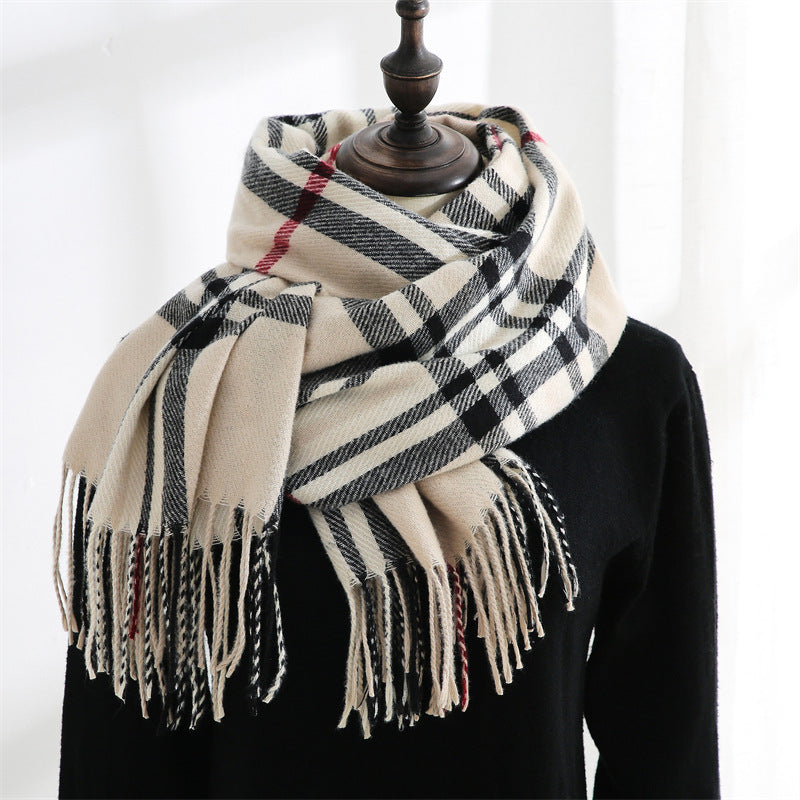 Wholesale Autumn and Winter Warm Imitation Cashmere Mid-length Plaid Scarf