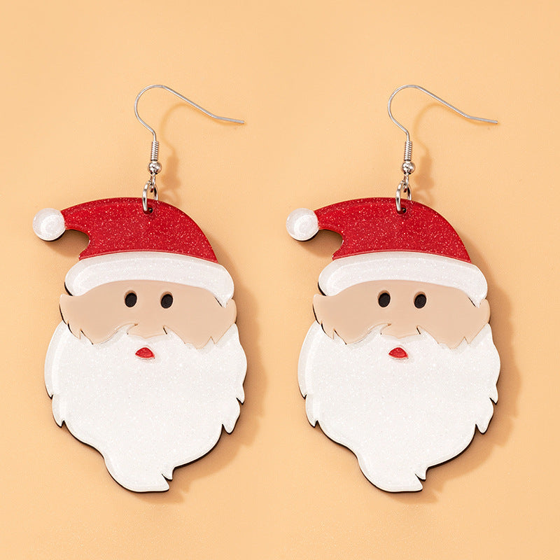 Wholesale Christmas Tree Diamond Studded Resin Christmas Star Earrings