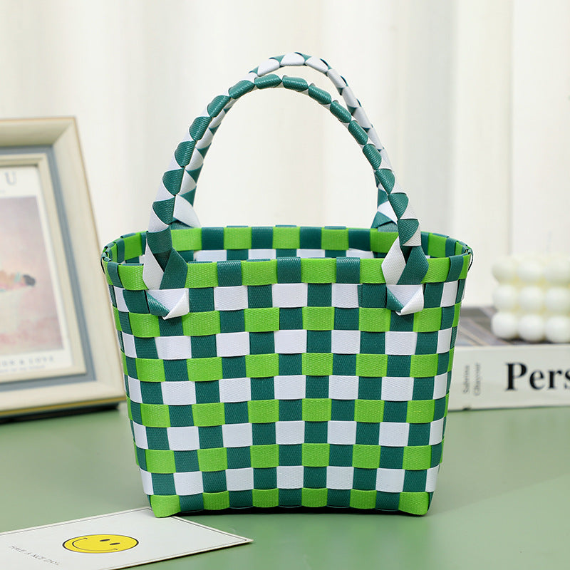 Wholesale Children's flower cute summer beach colorful literary hand-woven handbag