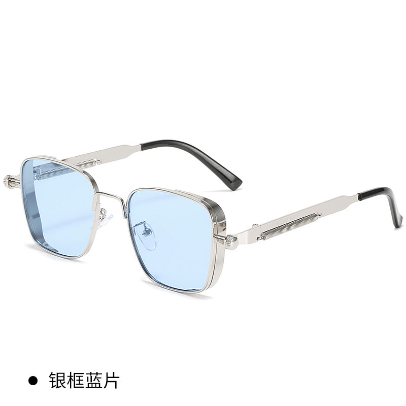Wholesale Vintage Box Steampunk Metal Style European American Hip Hop Personality Spring Leg Sunglasses