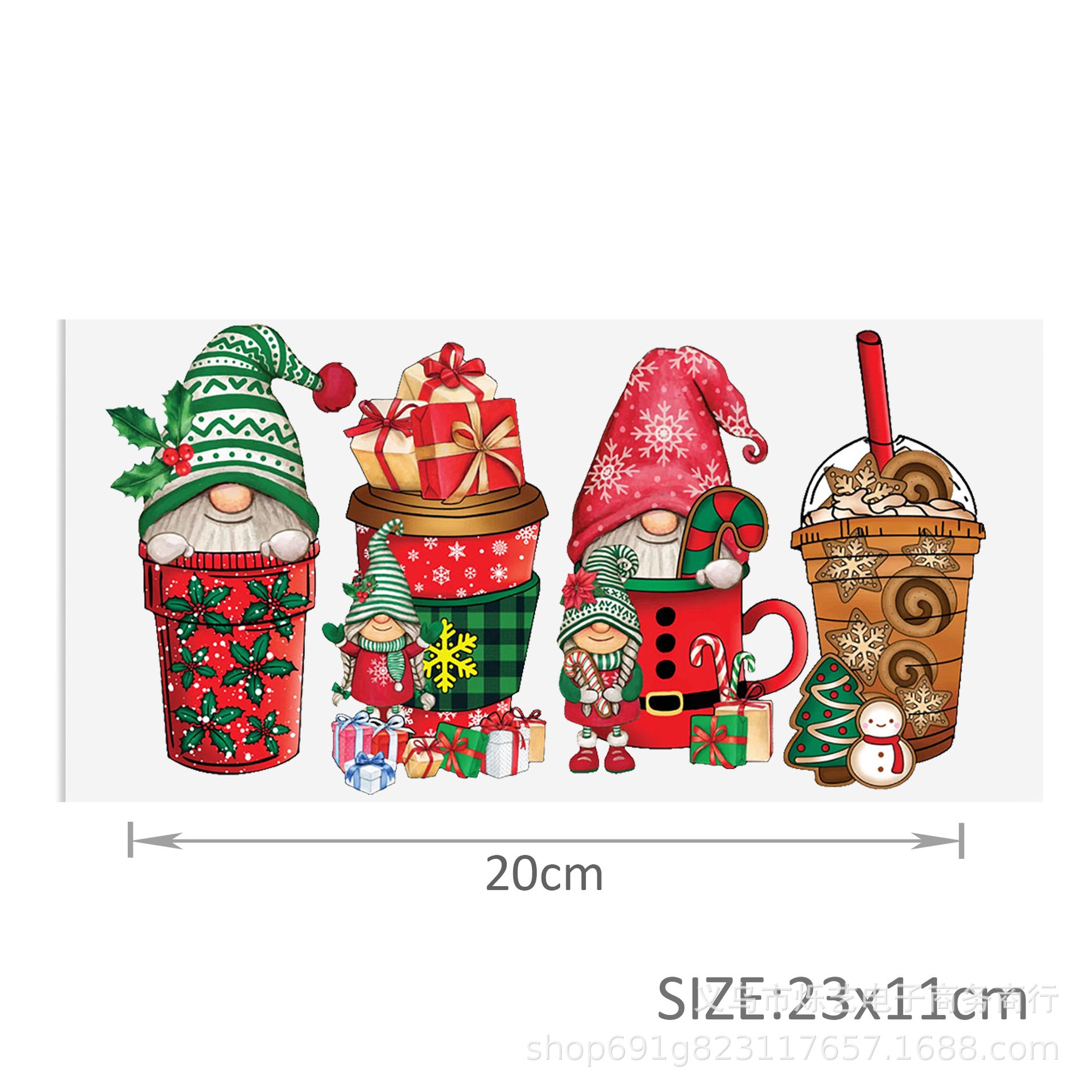 Wholesale Christmas series of ice cream cartoons   16oz Cup UV DTF Wraps