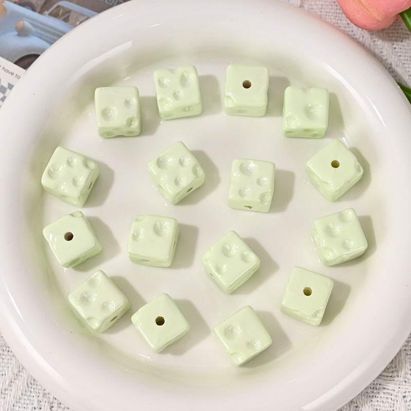 Wholesale   10pcs/pack   Acrylic baking paint texture cheese cube beads Acrylic Beads