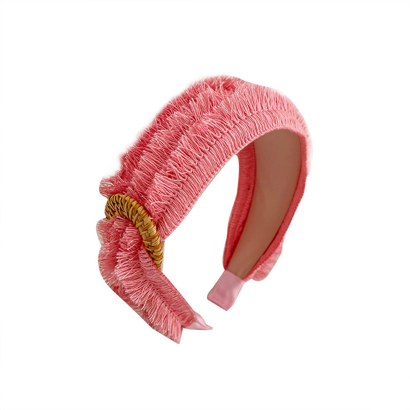 Tela al por mayor del borde crudo de la diadema de color sólido