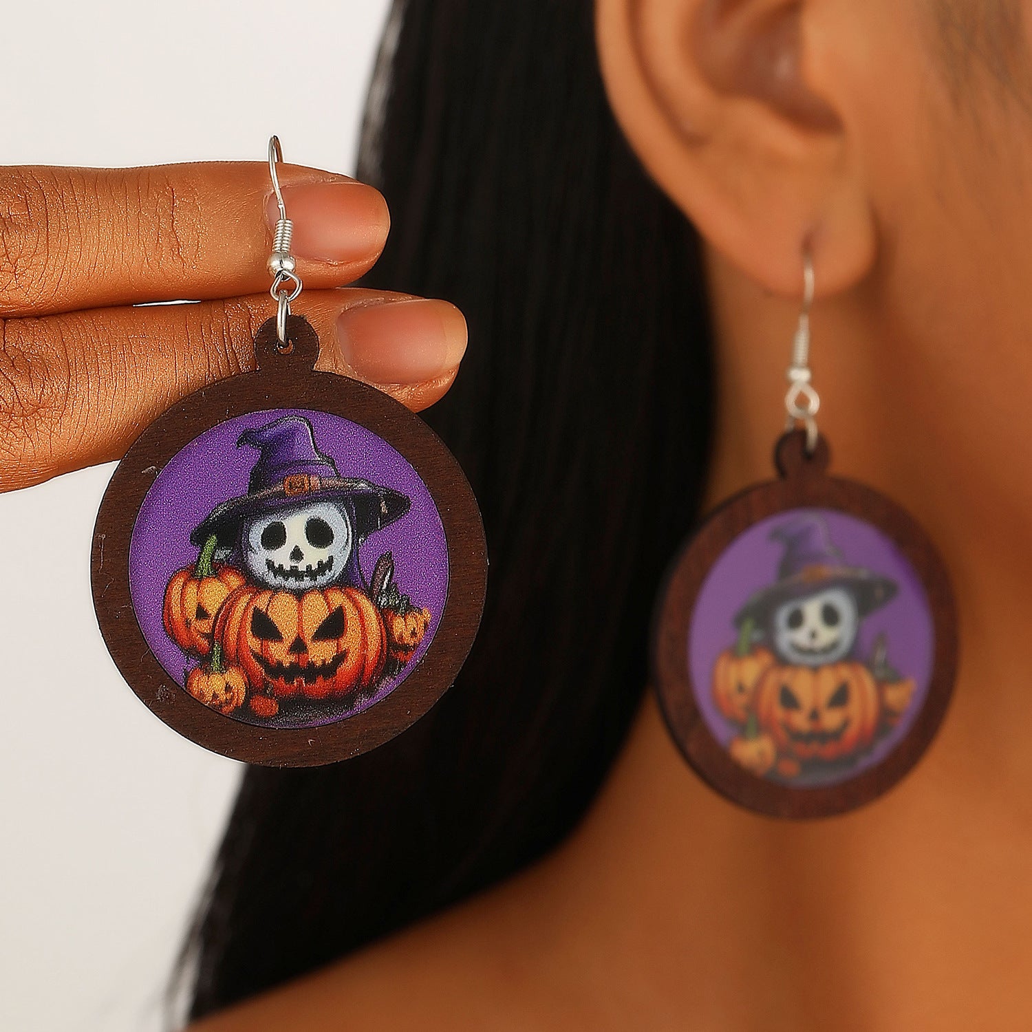 Wholesale New Halloween Ghost Pumpkin Black Cat Geometric Color Earrings