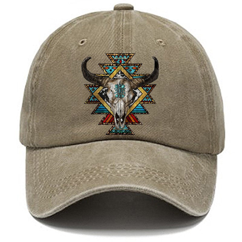 Wholesale Distressed Washed Cotton Printed Soft Top Baseball Cap